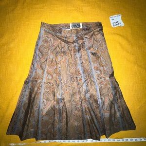 Imagnin Design Studio Silk Pleated Skirt Paisley Print size 8